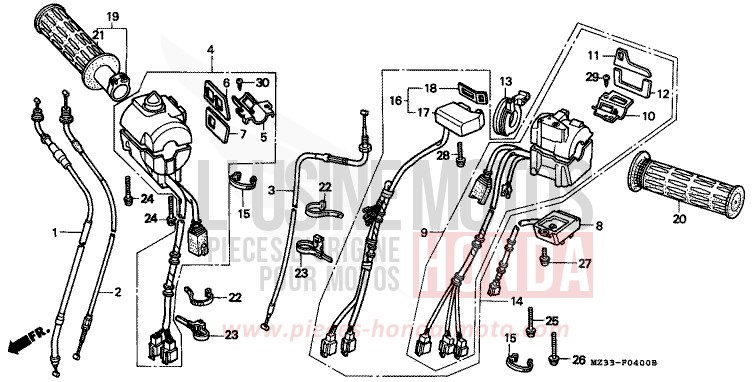 COMMUTATEUR/CABLE (GL1500AP/AR/AS/AT) de Gold Wing Aspencade PEARL SPARKLING BLUE (PB269P) de 1993